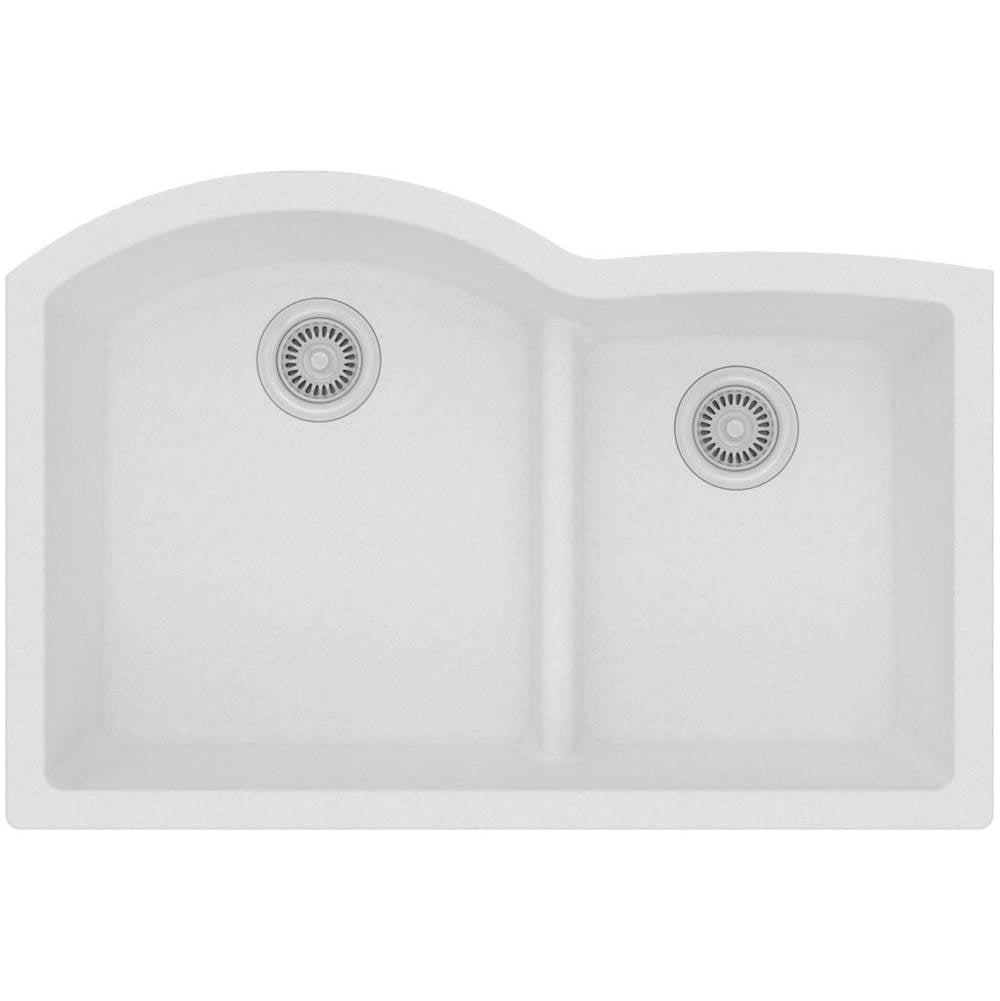 Quartz Classic 33'' x 22'' x 10'' Double Bowl Undermount Sink with Aqua Divide, Black