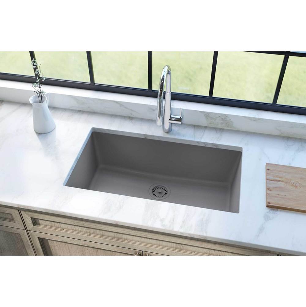 Quartz Classic 33'' x 18-7/16'' x 9-7/16'' Single Bowl Undermount Sink, Black
