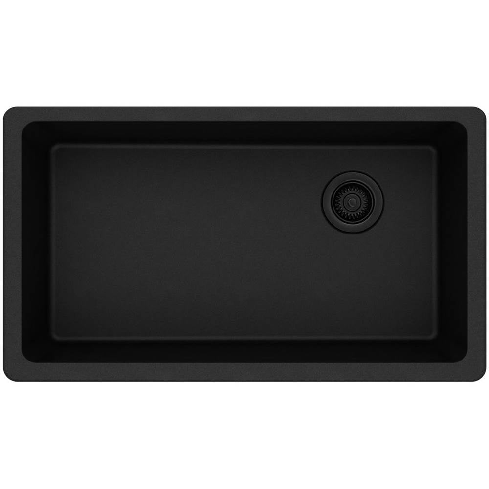 Quartz Classic 33'' x 18-3/4'' x 9-1/2'' Single Bowl Undermount Sink, Black