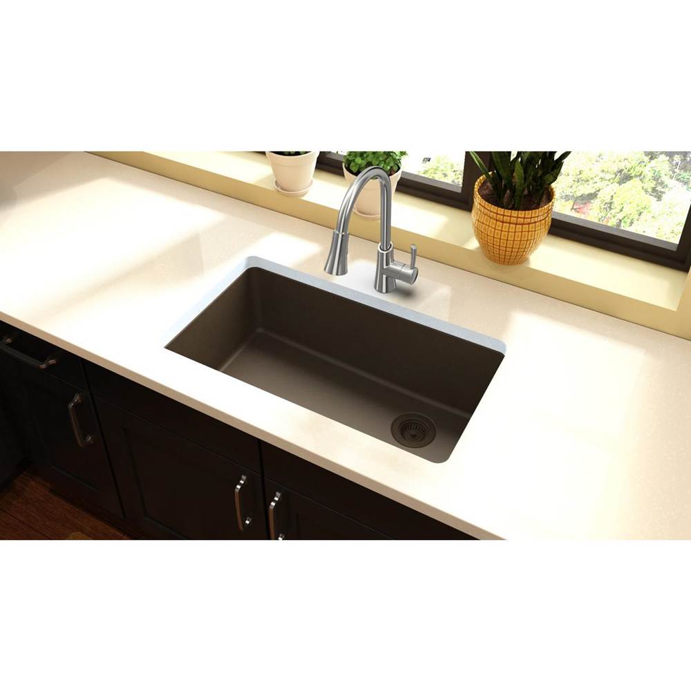 Quartz Classic 33'' x 18-3/4'' x 9-1/2'' Single Bowl Undermount Sink, Black