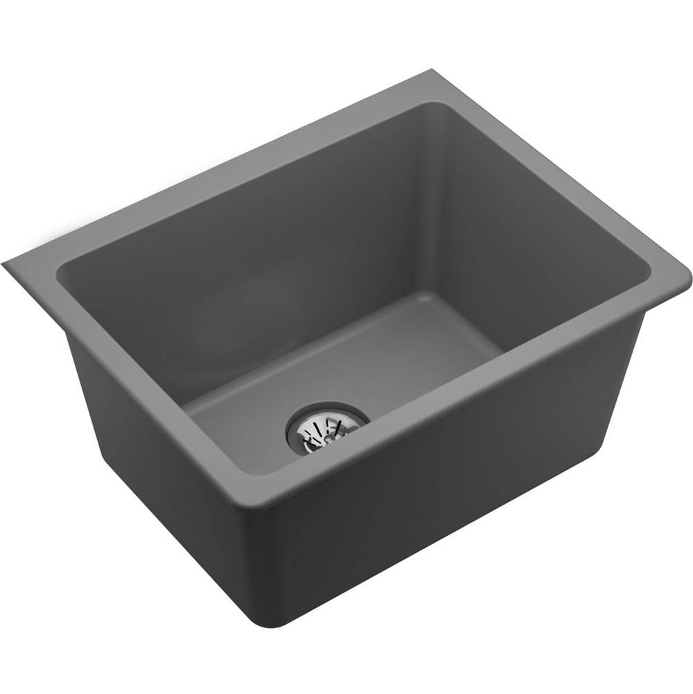 Elkay - Quartz Classic 25'' x 18-1/2'' x 11-13/16'' Undermount Laundry Sink with Perfect Drain, Greystone - Greystone