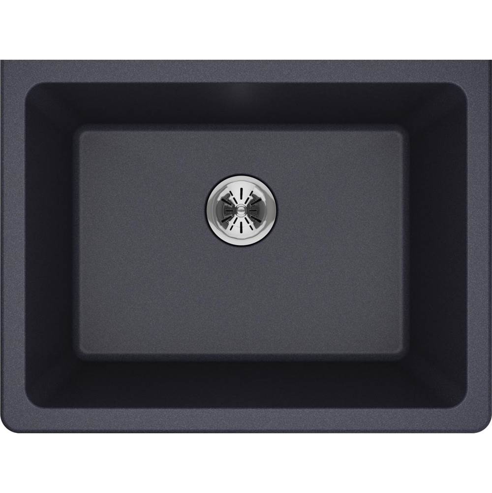 Quartz Classic 25'' x 18-1/2'' x 11-13/16'' Undermount Laundry Sink with Perfect Drain, Black