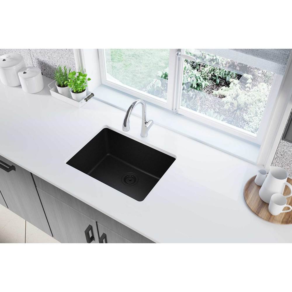 Quartz Classic 24-5/8'' x 18-1/2'' x 9-1/2'' Single Bowl Undermount Sink, Black
