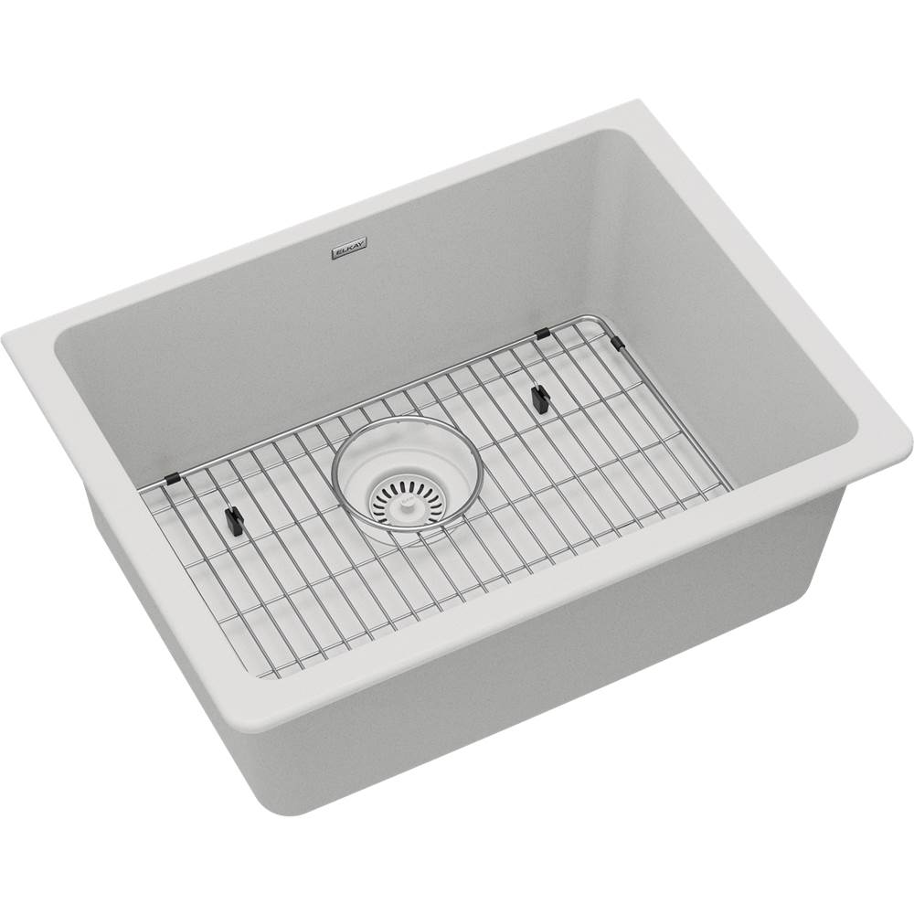 Elkay - Quartz Classic 24-5/8'' x 18-1/2'' x 9-1/2'', Single Bowl Undermount Sink Kit, White - White