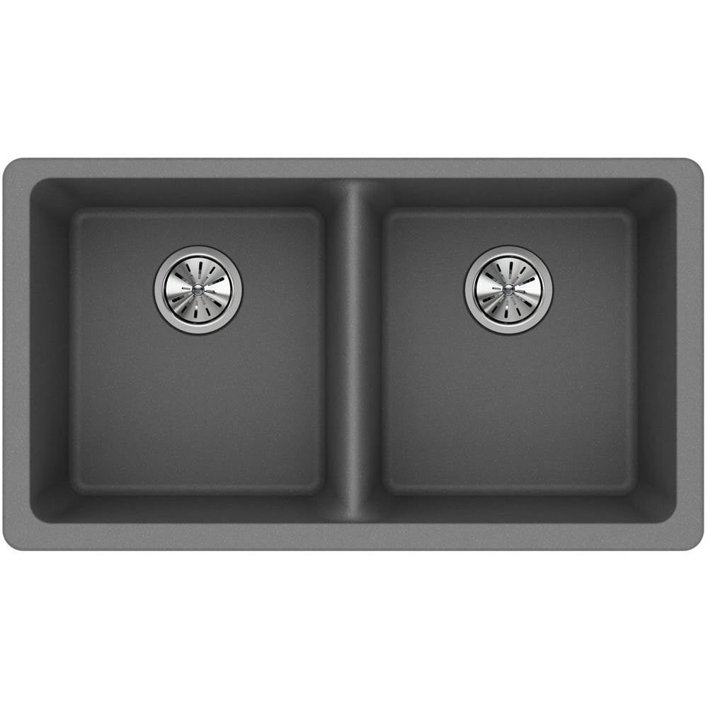 Quartz Classic 33'' x 18-1/2'' x 9-1/2'' Double Bowl Undermount Sink, Black