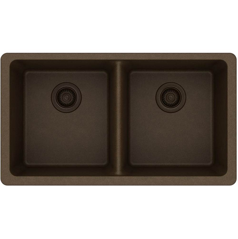 Quartz Classic 33'' x 18-1/2'' x 9-1/2'' Double Bowl Undermount Sink, Black