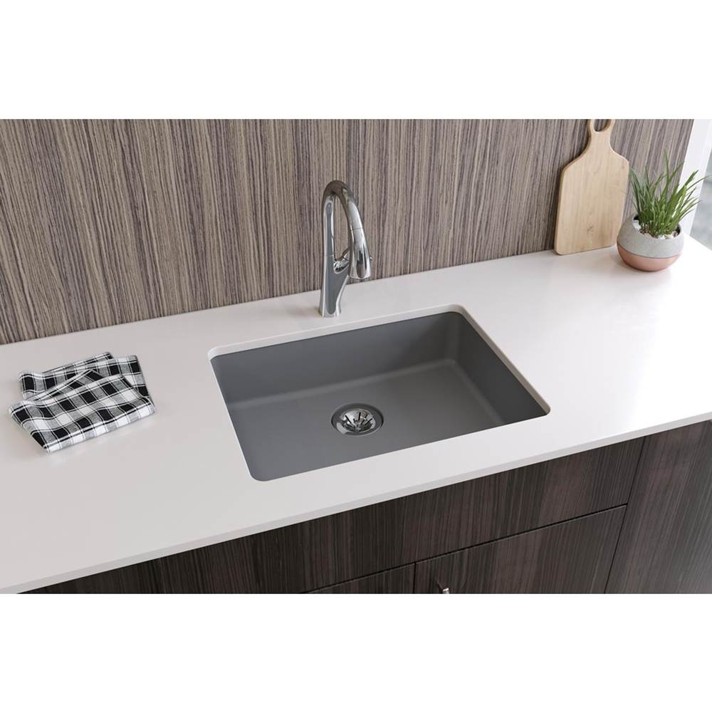Quartz Classic 25'' x 18-1/2'' x 5-1/2'' Undermount ADA Sink with Perfect Drain, Black