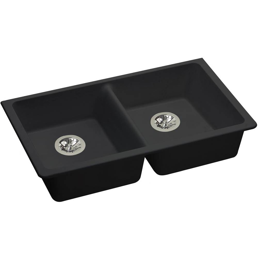 Elkay - Quartz Classic 33'' x 18-1/2'' x 5-1/2'' Undermount ADA Sink with Perfect Drain, Black - Black