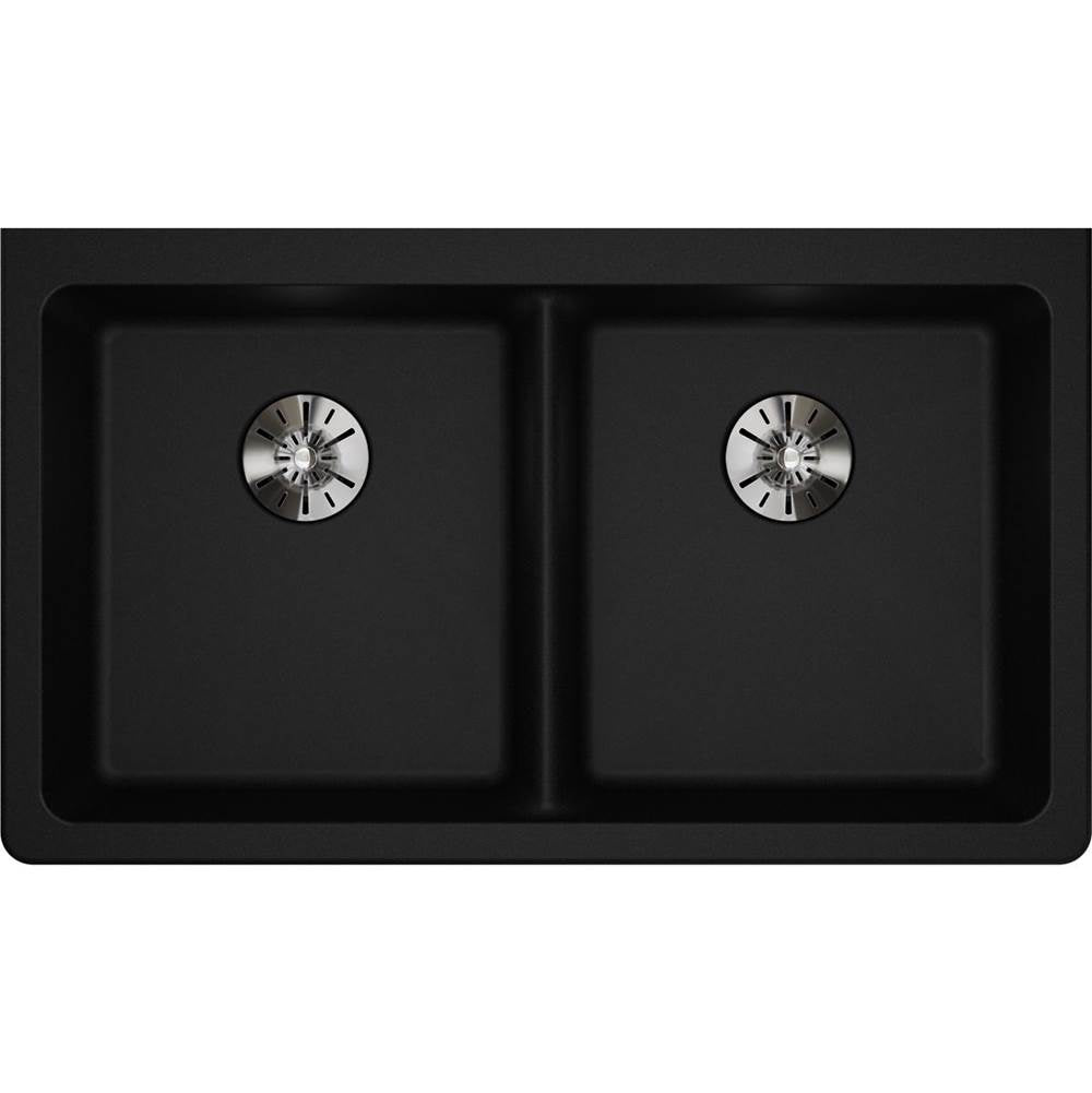 Quartz Classic 33'' x 18-1/2'' x 5-1/2'' Undermount ADA Sink with Perfect Drain, Black