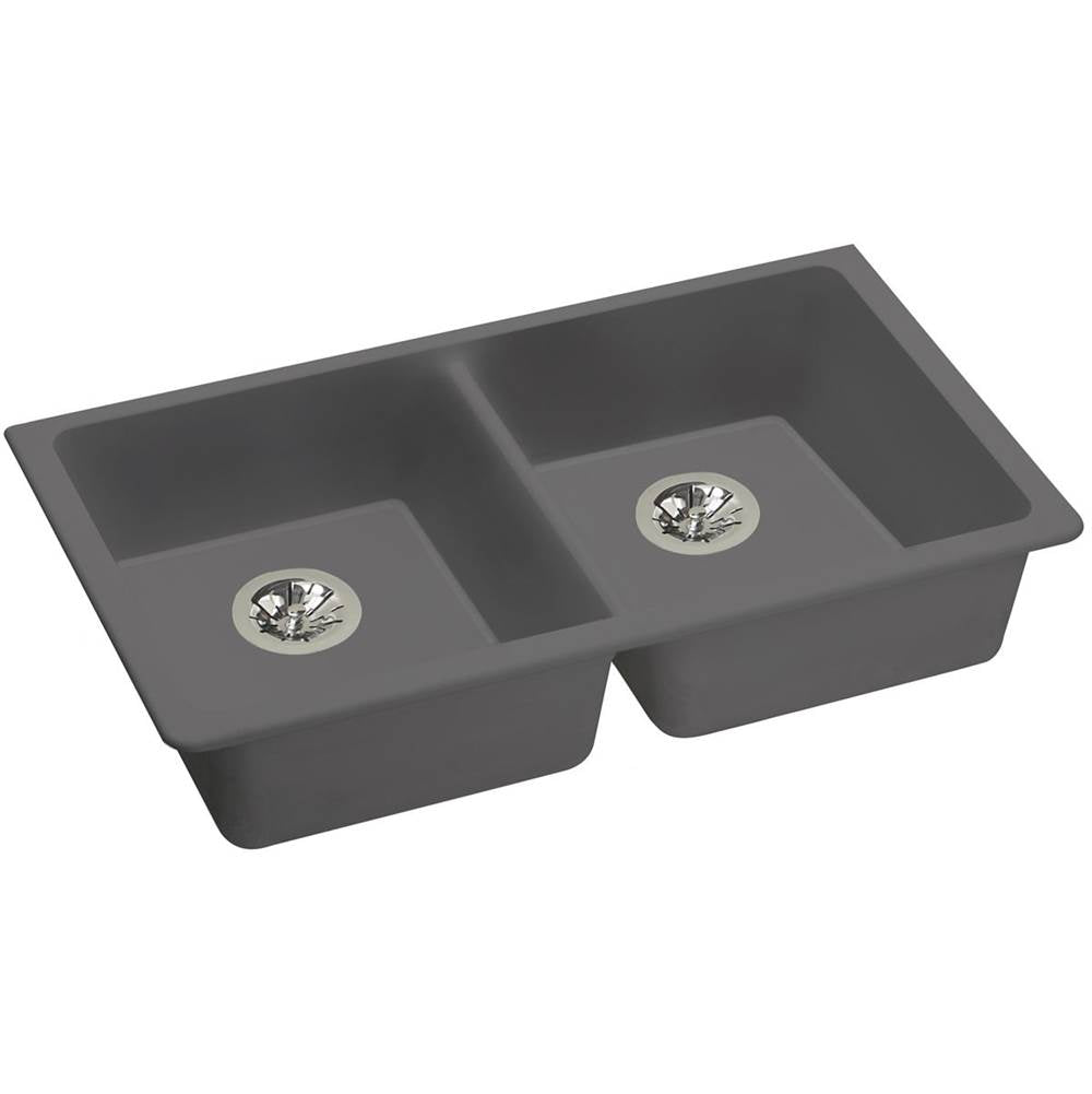 Elkay - Quartz Classic 33'' x 18-1/2'' x 5-1/2'' Undermount ADA Sink with Perfect Drain, Greystone - Greystone