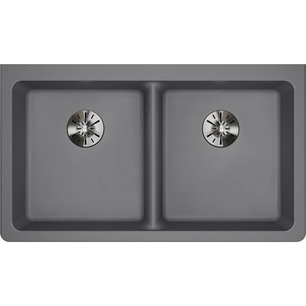 Quartz Classic 33'' x 18-1/2'' x 5-1/2'' Undermount ADA Sink with Perfect Drain, Black