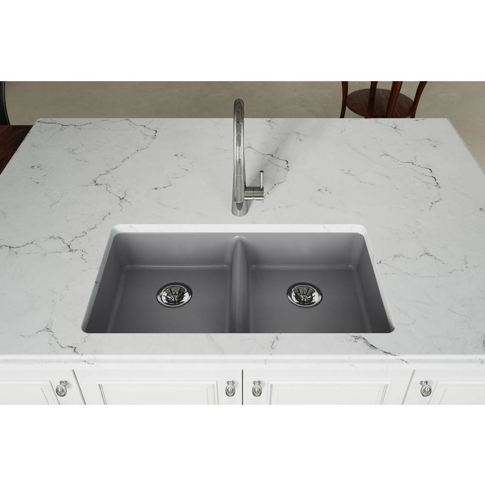 Quartz Classic 33'' x 18-1/2'' x 5-1/2'' Undermount ADA Sink with Perfect Drain, Black