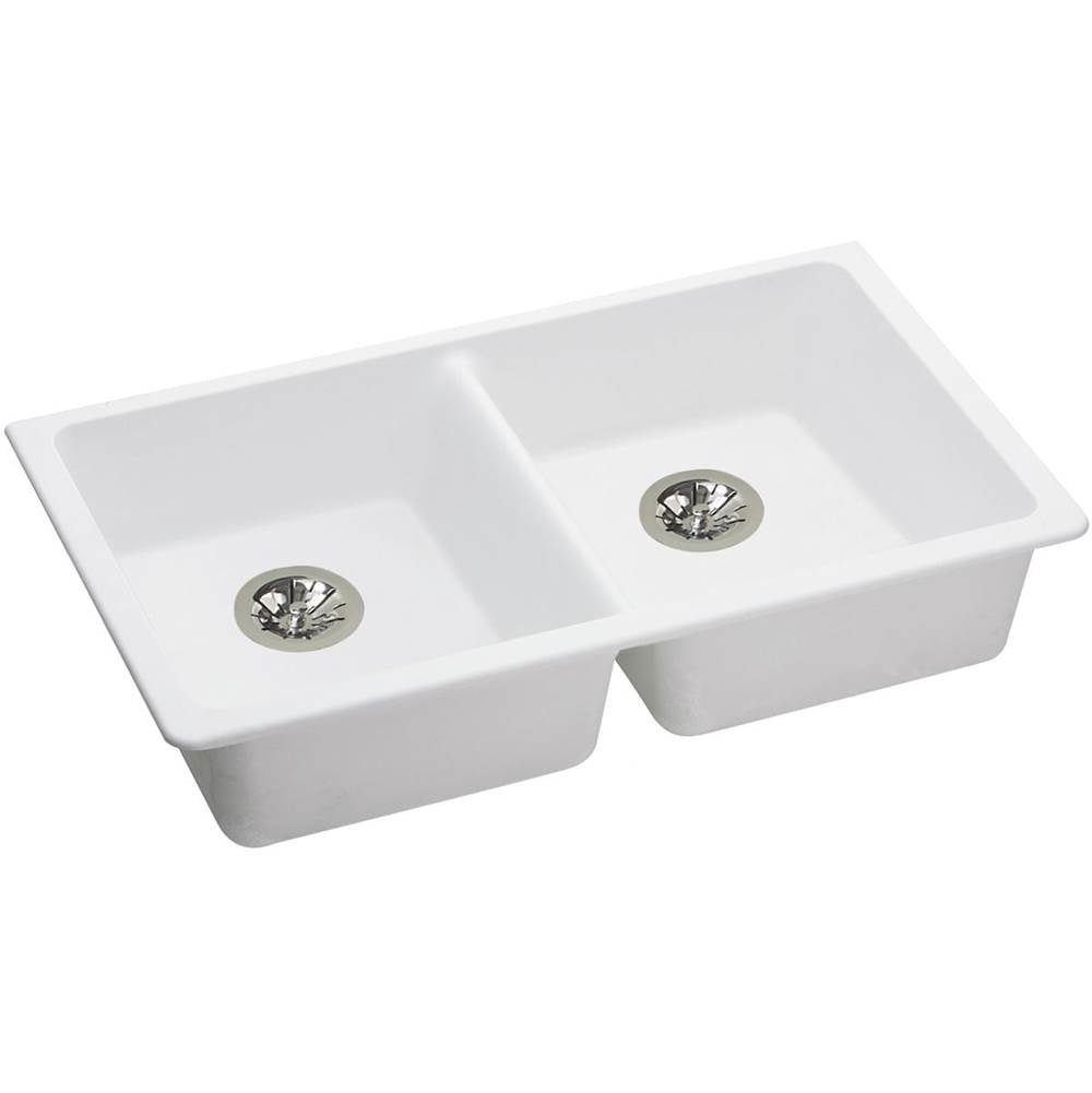 Elkay - Quartz Classic 33'' x 18-1/2'' x 5-1/2'' Undermount ADA Sink with Perfect Drain, White - White