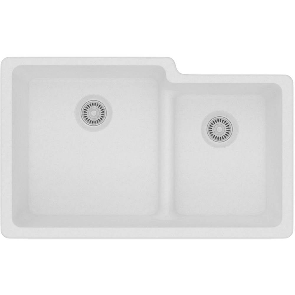 Quartz Classic 33'' x 20-1/2'' x 9-1/2'' Double Bowl Undermount Sink with Aqua Divide, Black