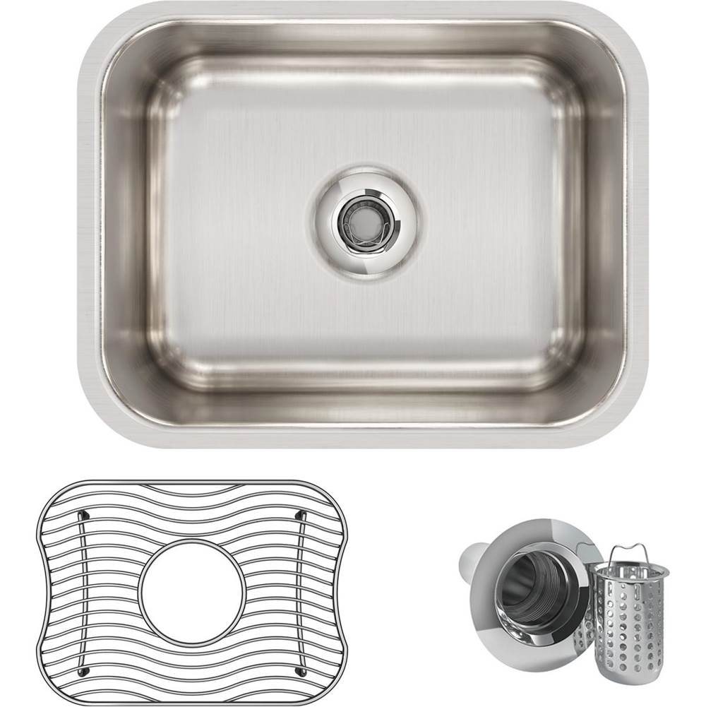 18 Gauge Stainless Steel 14.5'' x 11.75'' x 7'' Single Bowl Undermount Bar/Prep Sink Kit