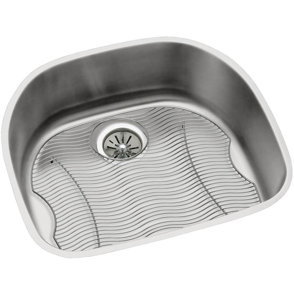 Elkay - 18 Gauge Stainless Steel 23.625'' x 21.25'' x 7.5'' Single Bowl Undermount Kitchen Sink Kit - Lustrous Satin