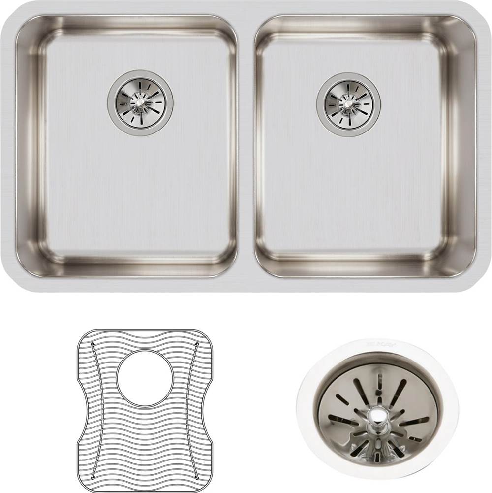 18 Gauge Stainless Steel 30.75'' x 18.5'' x 10'' Double Bowl Undermount Kitchen Sink Kit