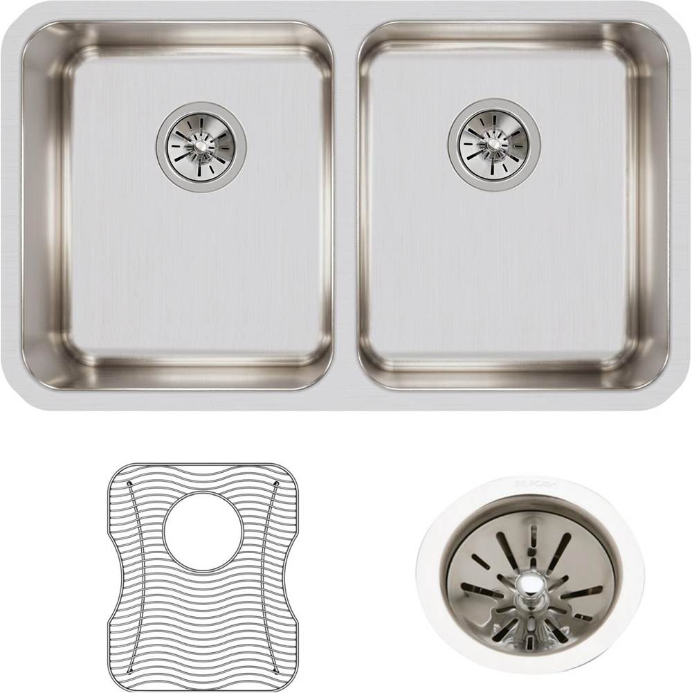 18 Gauge Stainless Steel 30.75'' x 18.5'' x 10'' Double Bowl Undermount Kitchen Sink Kit