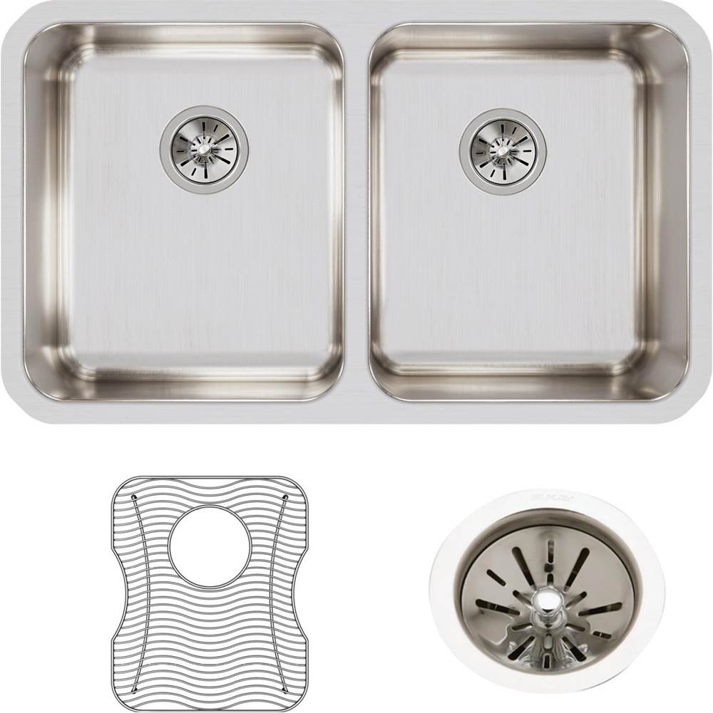 18 Gauge Stainless Steel 30.75'' x 18.5'' x 7.875'' Double Bowl Undermount Kitchen Sink Kit