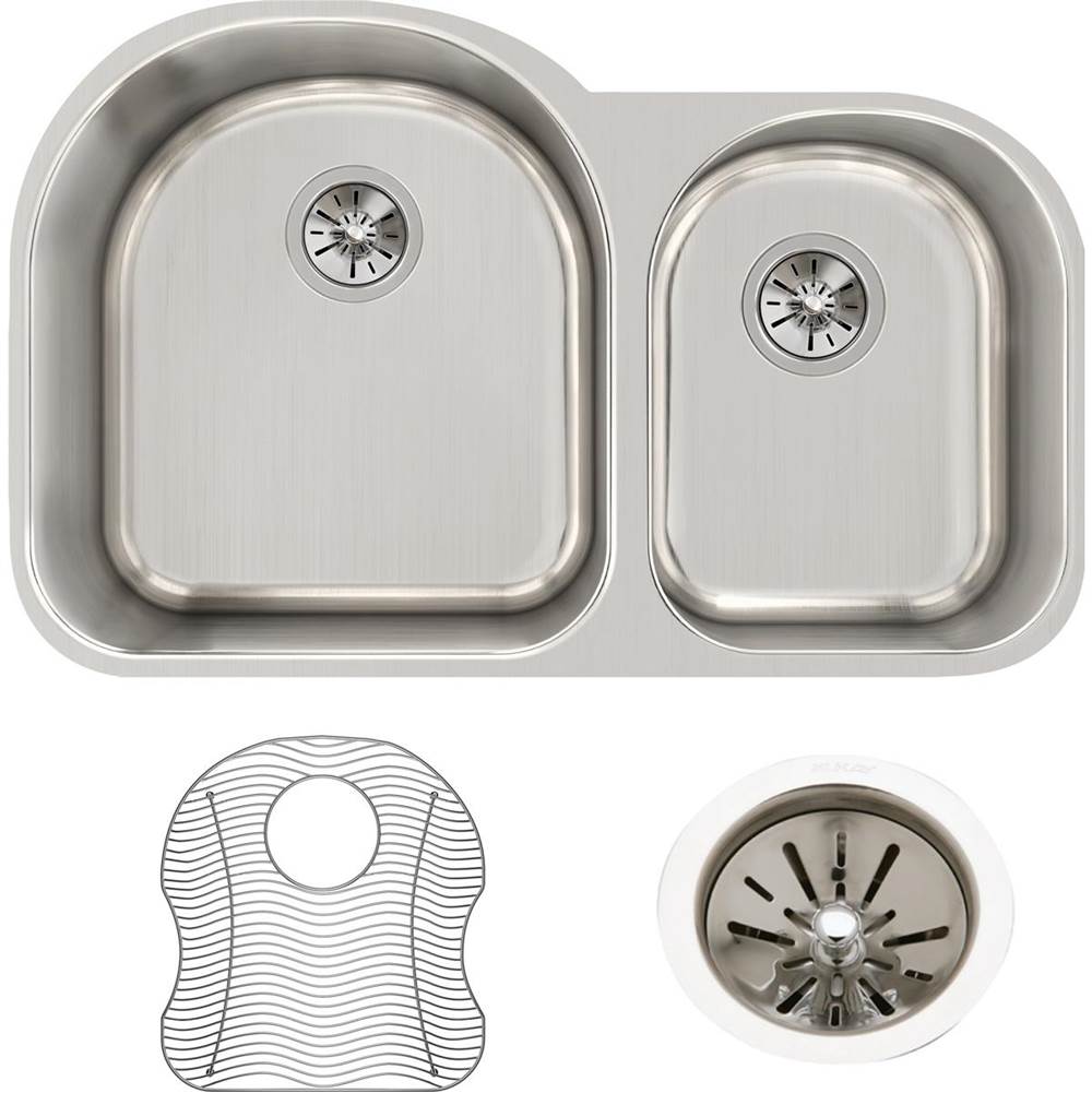 18 Gauge Stainless Steel 31.25'' x 20'' x 10'' Double Bowl Undermount Kitchen Sink Kit