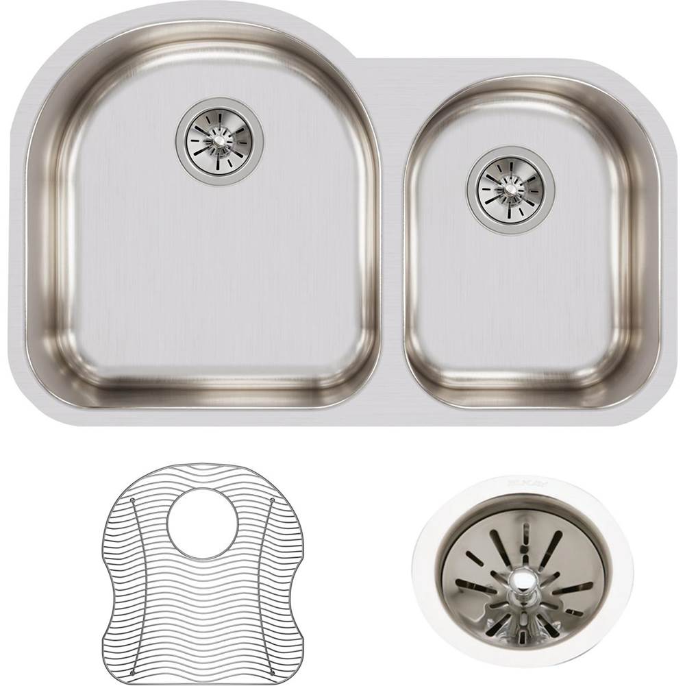 18 Gauge Stainless Steel 31.25'' x 20'' x 7.5'' Double Bowl Undermount Kitchen Sink Kit