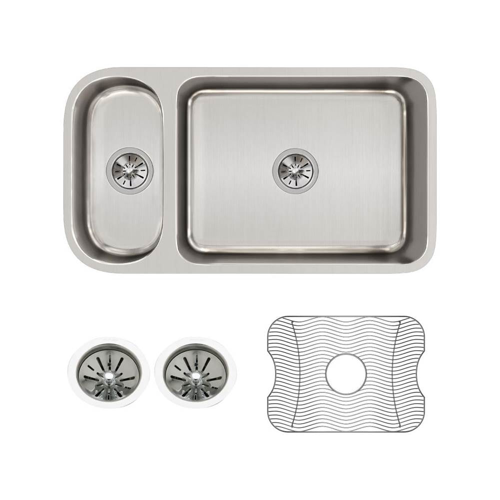 18 Gauge Stainless Steel 32.25'' x 18.25'' x 7.75'' Double Bowl Undermount Kitchen Sink Kit