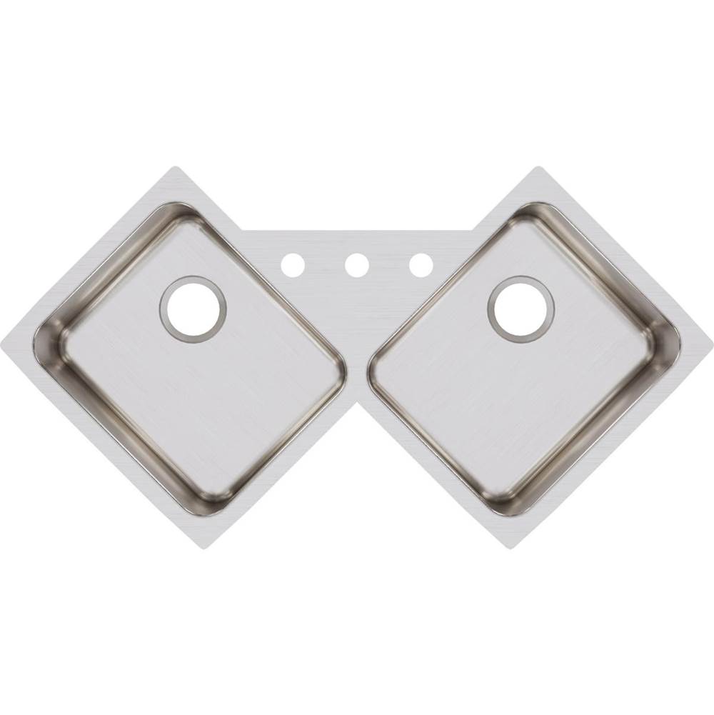 18 Gauge Stainless Steel 32'' x 32'' x 7.875'' Double Bowl Undermount Corner Kitchen Sink