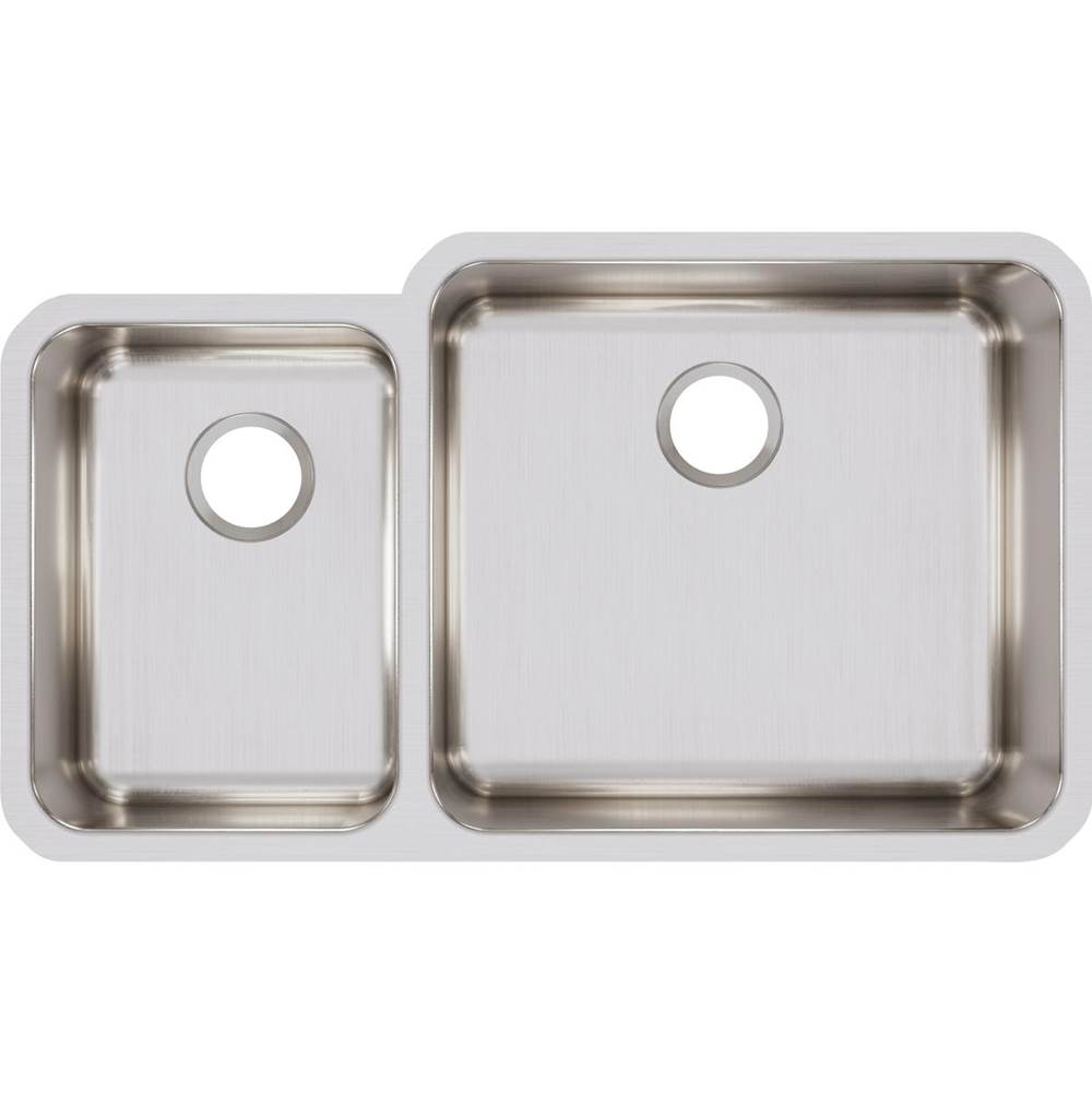 18 Gauge Stainless Steel 35.25'' x 20.5'' x 9.875'' Double Bowl Undermount Kitchen Sink