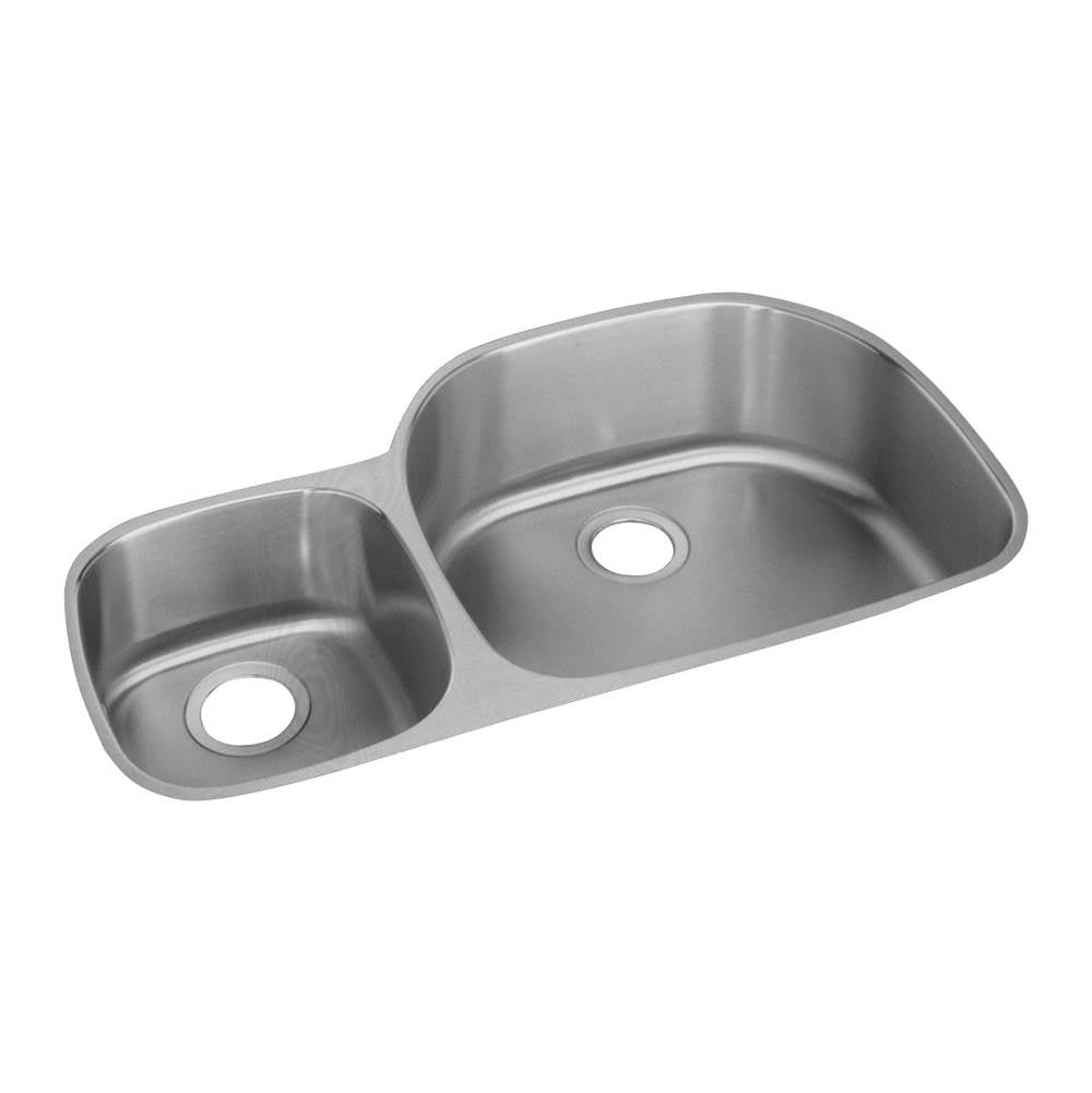 Elkay - 18 Gauge Stainless Steel 36.25'' x 21.125'' x 10'' Double Bowl Undermount Kitchen Sink - Lustrous Satin