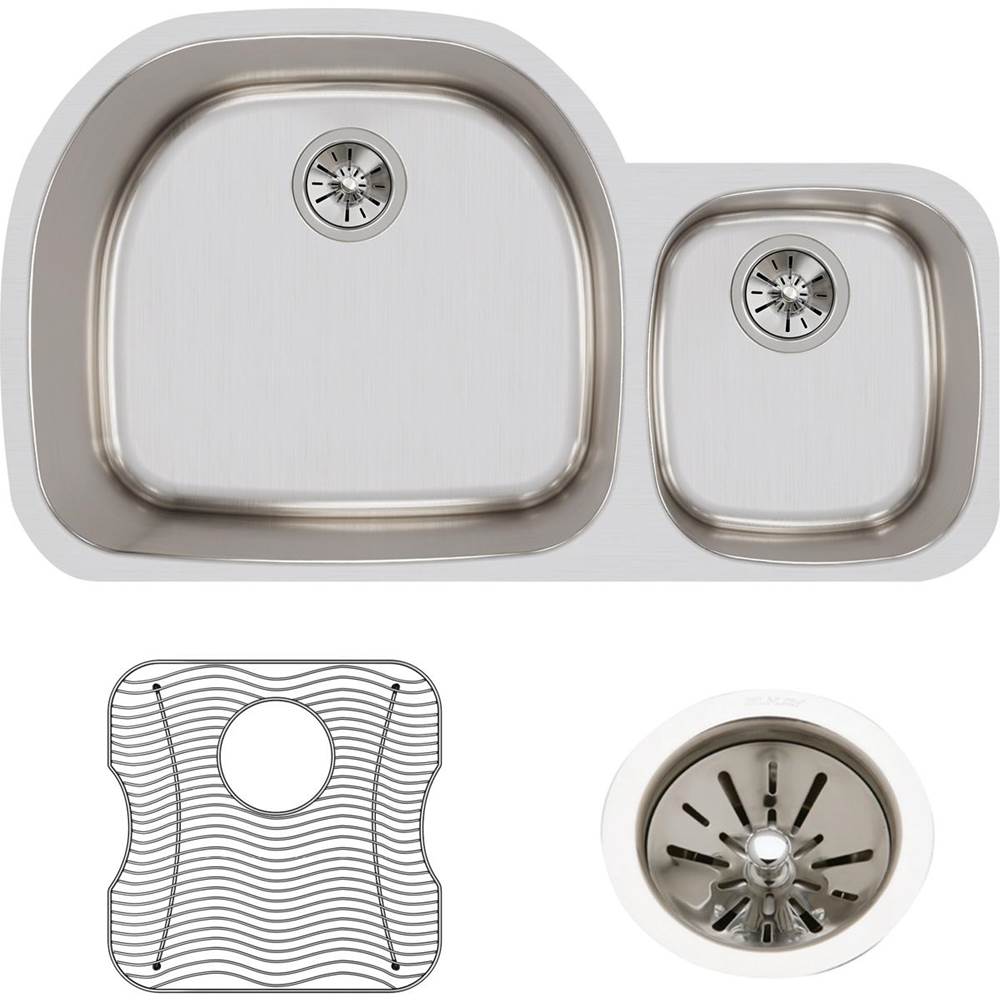 18 Gauge Stainless Steel 36.25'' x 21.125'' x 10'' Double Bowl Undermount Kitchen Sink Kit