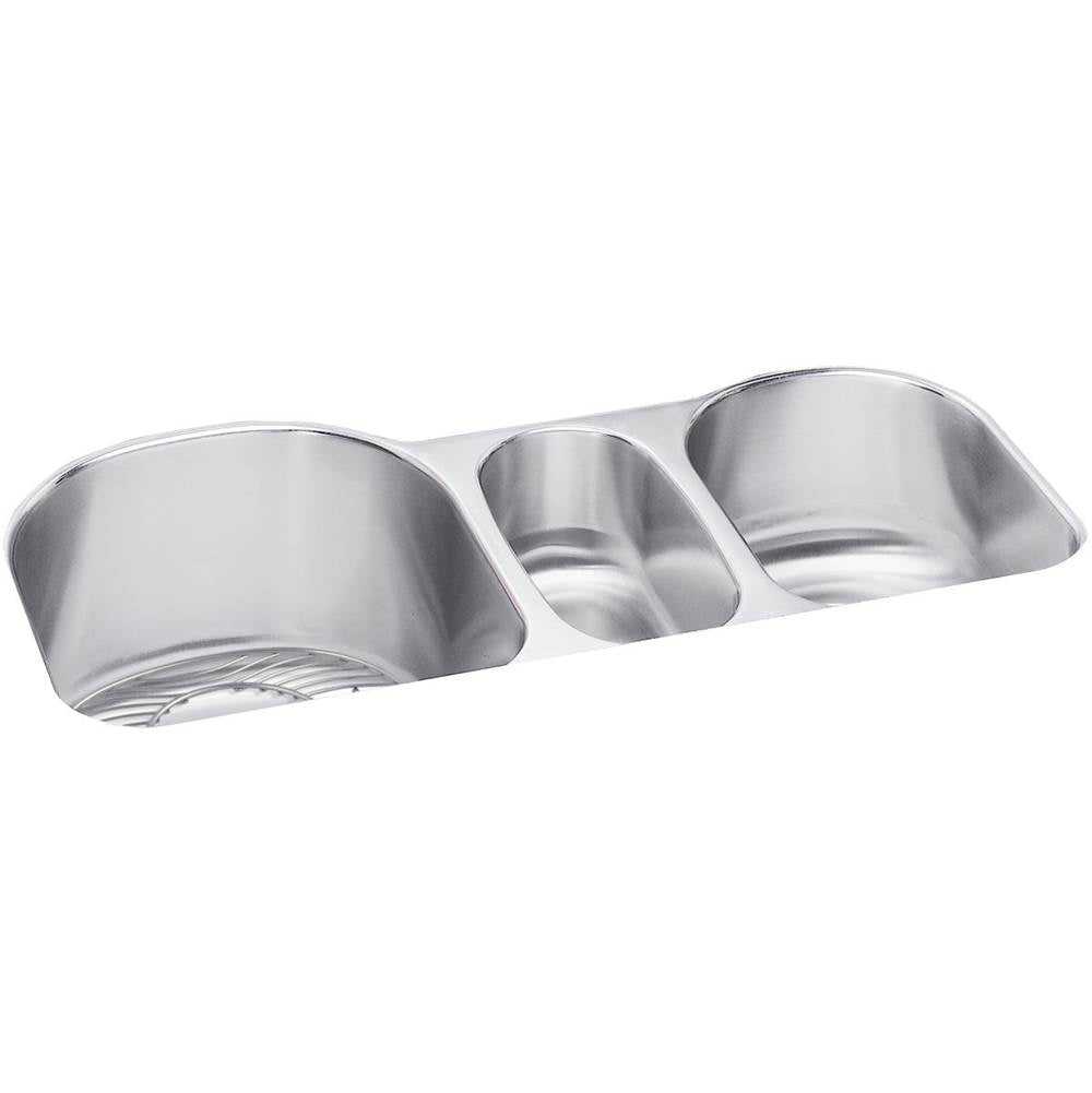 Elkay - 18 Gauge Stainless Steel 39.5'' x 20'' x 10'' Triple Bowl Undermount Kitchen Sink Kit - Lustrous Satin