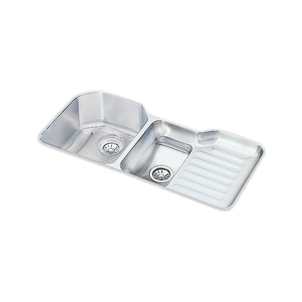 Elkay - 18 Gauge Stainless Steel 41.5'' x 20.5'' x 9.5'' Double Bowl Undermount Kitchen Sink Kit - Lustrous Satin