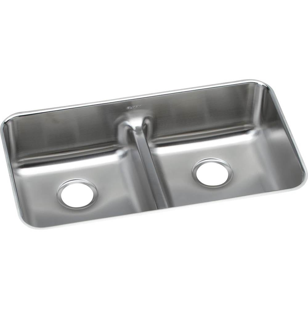 Elkay - 18 Gauge Stainless Steel 32.0625'' x 18.5'' x 8'' Double Bowl Undermount Kitchen Sink - Lustrous Satin