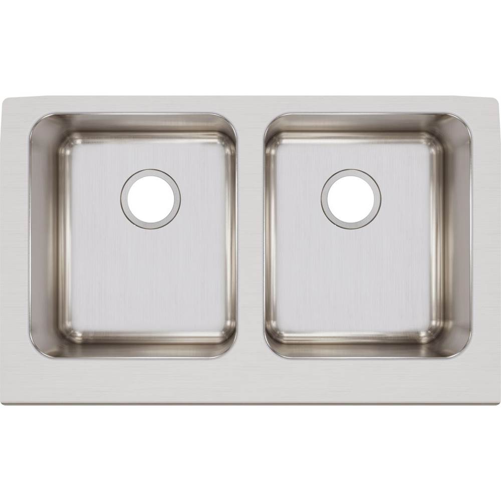 18 Gauge Stainless Steel 33'' x 20.5'' x 7.875'' Double Bowl Farmhouse Undermount Kitchen Sink