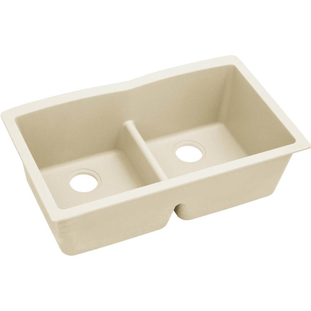 Elkay - Quartz Luxe 33'' x 19'' x 10'' Equal Double Bowl Undermount Sink with Aqua Divide Parchment - Parchment