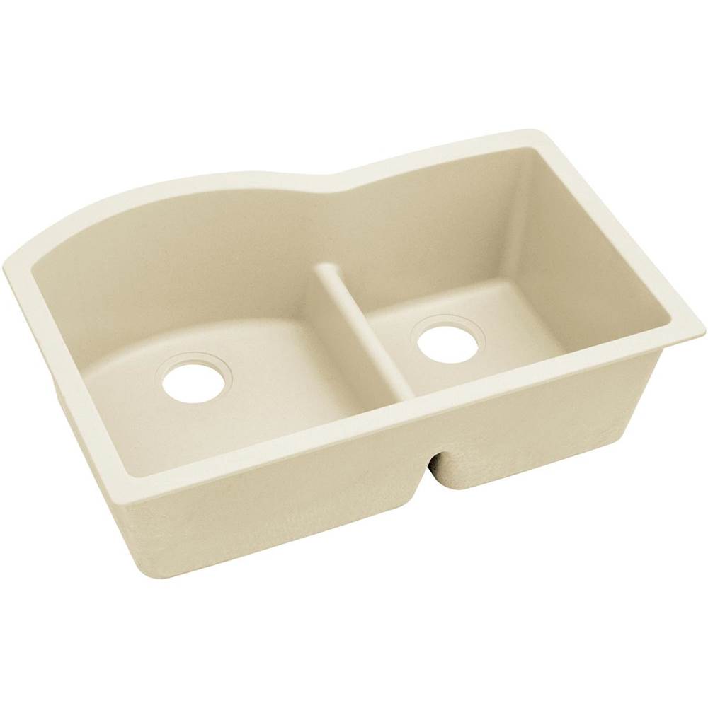 Elkay - Quartz Luxe 33'' x 22'' x 10'' Double Bowl Undermount Sink with Aqua Divide, Parchment - Parchment