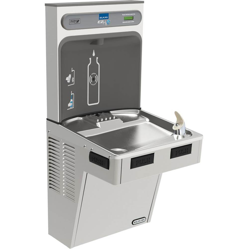 Elkay - ezH2O Bottle Filling Station with Mechanically Activated, Single ADA Cooler Non-Filtered Refrigerated Stainless - Stainless Steel