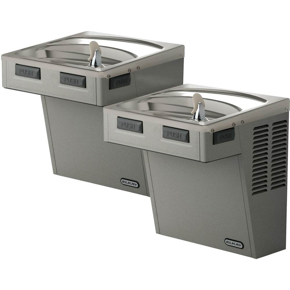 Elkay - Wall Mount Bi-Level ADA Cooler, Non-Filtered Non-Refrigerated Light Gray Granite - Light Gray Granite