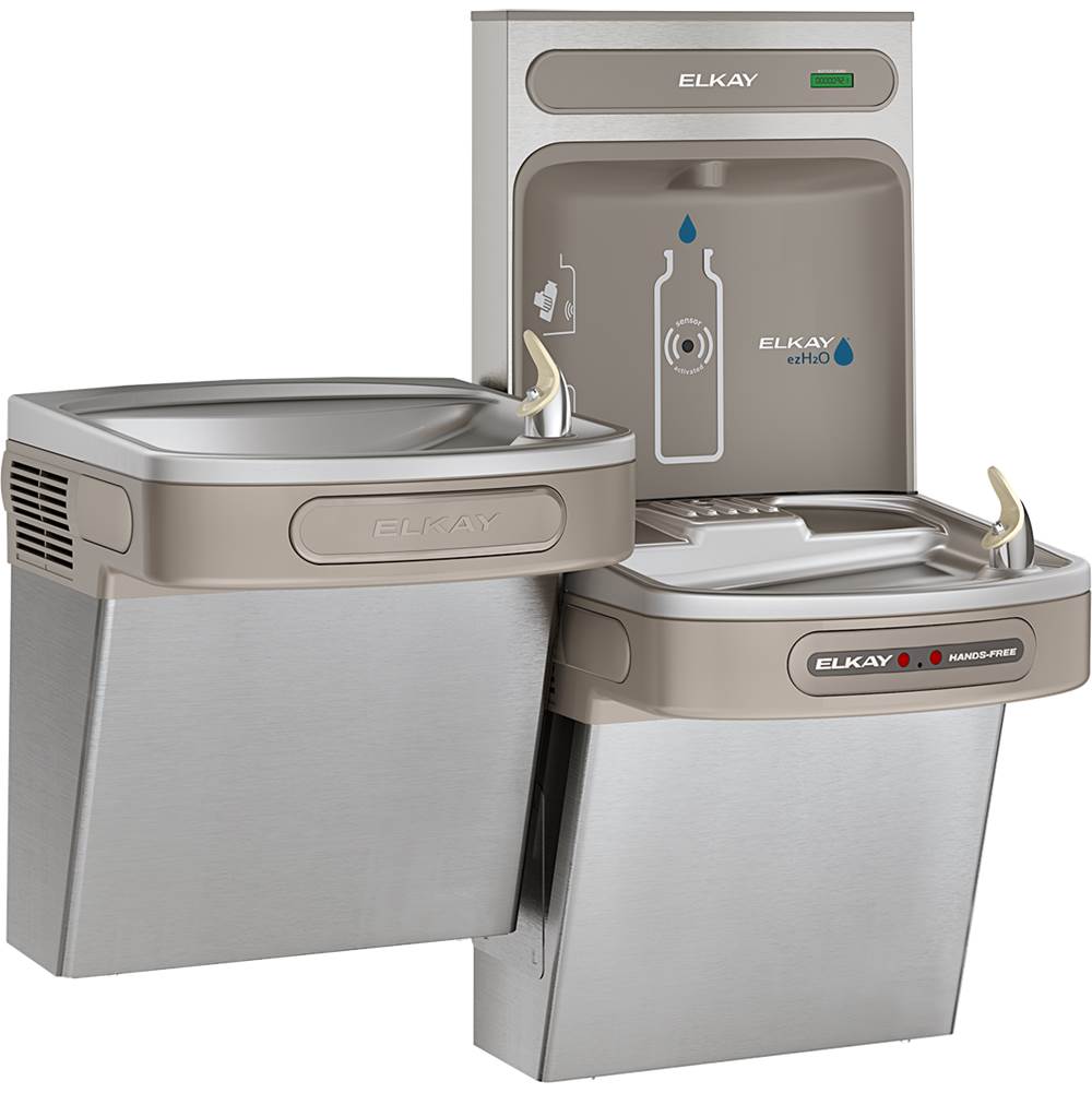 Elkay - ezH2O Bottle Filling Station with Bi-Level ADA Cooler Hands Free Activation Non-Filtered Refrigerated Stainless - Stainless Steel