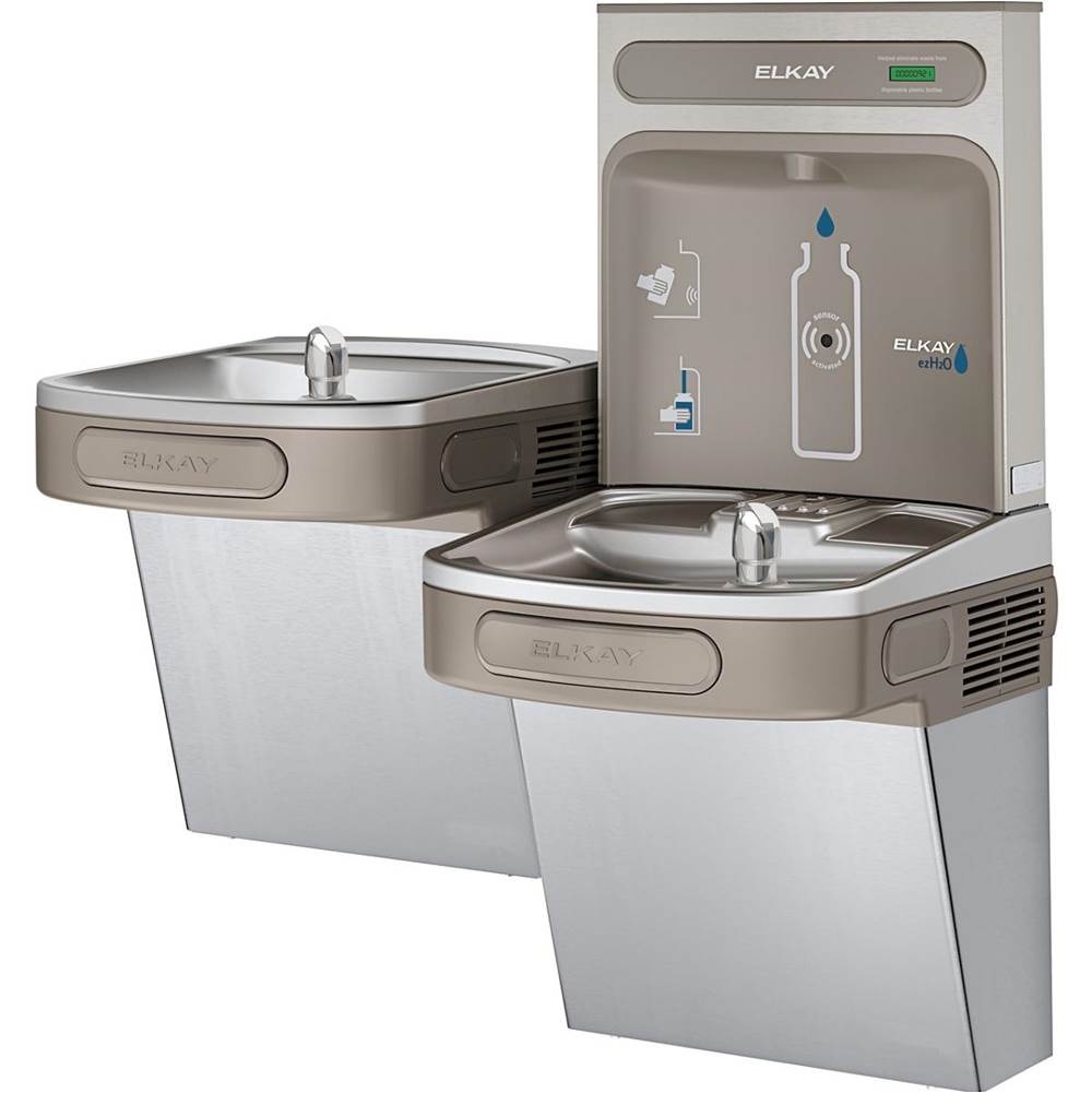 ezH2O Bottle Filling Station and Versatile Bi-Level ADA Vandal-Resistant Cooler, Non-Filtered Refrigerated Stainless
