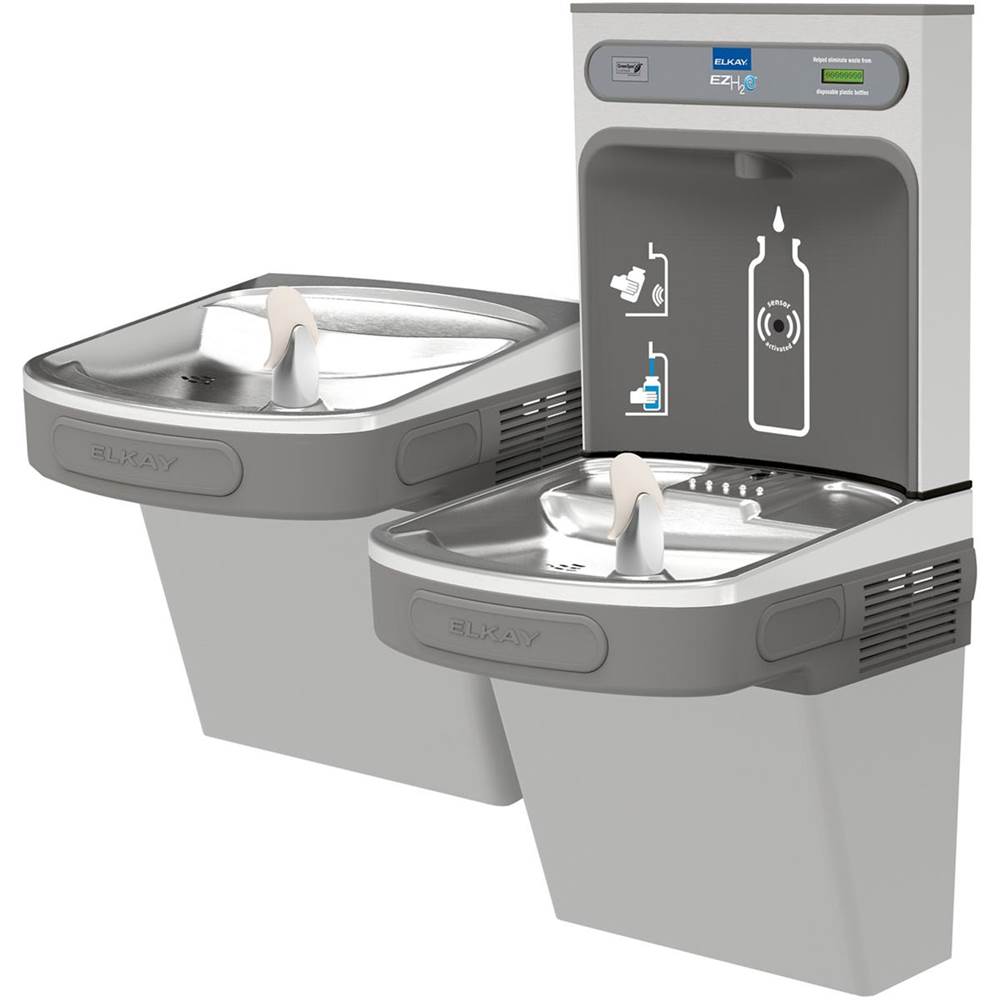 Elkay - ezH2O Bottle Filling Station and Versatile Bi-Level ADA Cooler, Non-Filtered Non-Refrigerated Light Gray - Light Gray Granite