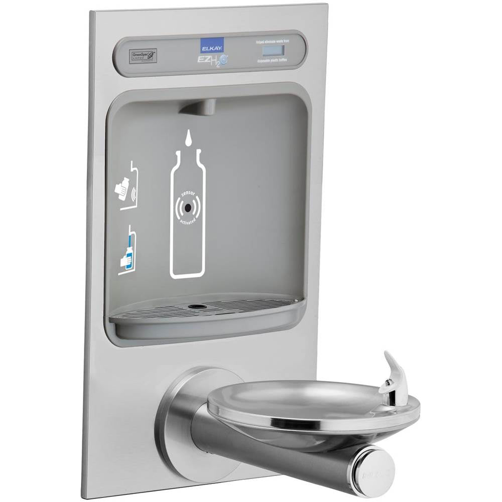 Elkay - ezH2O Bottle Filling Station with Integral SwirlFlo Fountain, Non-Filtered Non-Refrigerated Stainless - Stainless Steel