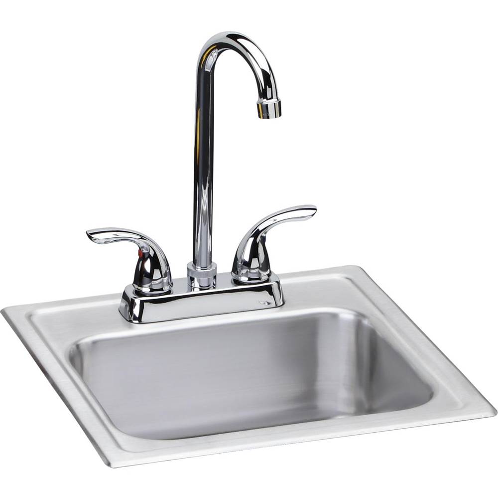 Elkay - 20 Gauge Stainless Steel 15'' x 15'' x 6'' Single Bowl Drop-in Bar/Prep Sink Kit - Elite Satin