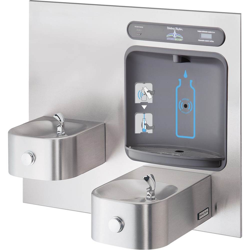 Elkay - Halsey Taylor HydroBoost Bottle Filling Station, & Integral Contour Fountain, Filtered Non-Refrigerated Stainless - Stainless Steel