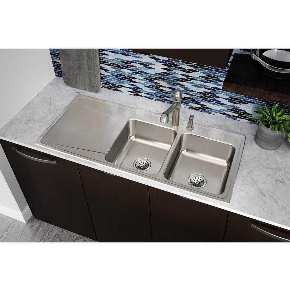 18 Gauge Stainless Steel 48'' x 22'' x 7.625'' Double Bowl Drop-in Kitchen Sink