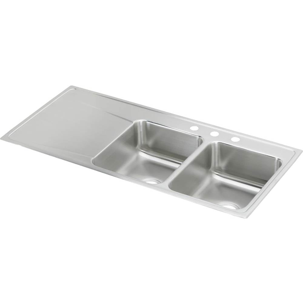 Elkay - 18 Gauge Stainless Steel 48'' x 22'' x 7.625'' Double Bowl Drop-in Kitchen Sink - Lustrous Satin