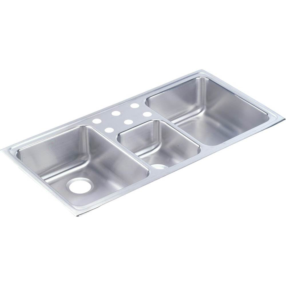 Elkay - 18 Gauge Stainless Steel 43'' x 22'' x 7.875'' Triple Bowl Drop-in Kitchen Sink - Lustrous Satin
