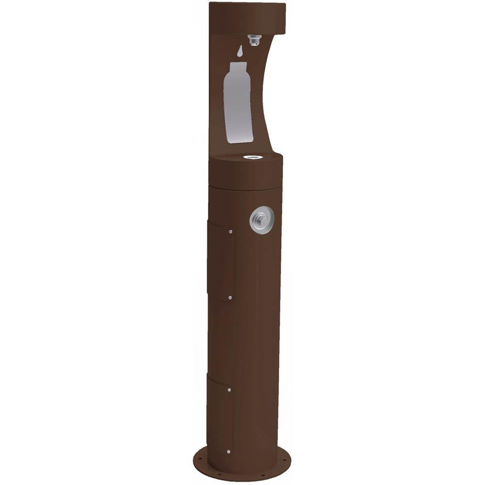 Elkay - Halsey Taylor Outdoor HydroBoost Bottle Filling Station, Pedestal Non-Filtered Non-Refrigerated Freeze Resistant, Brown - Brown