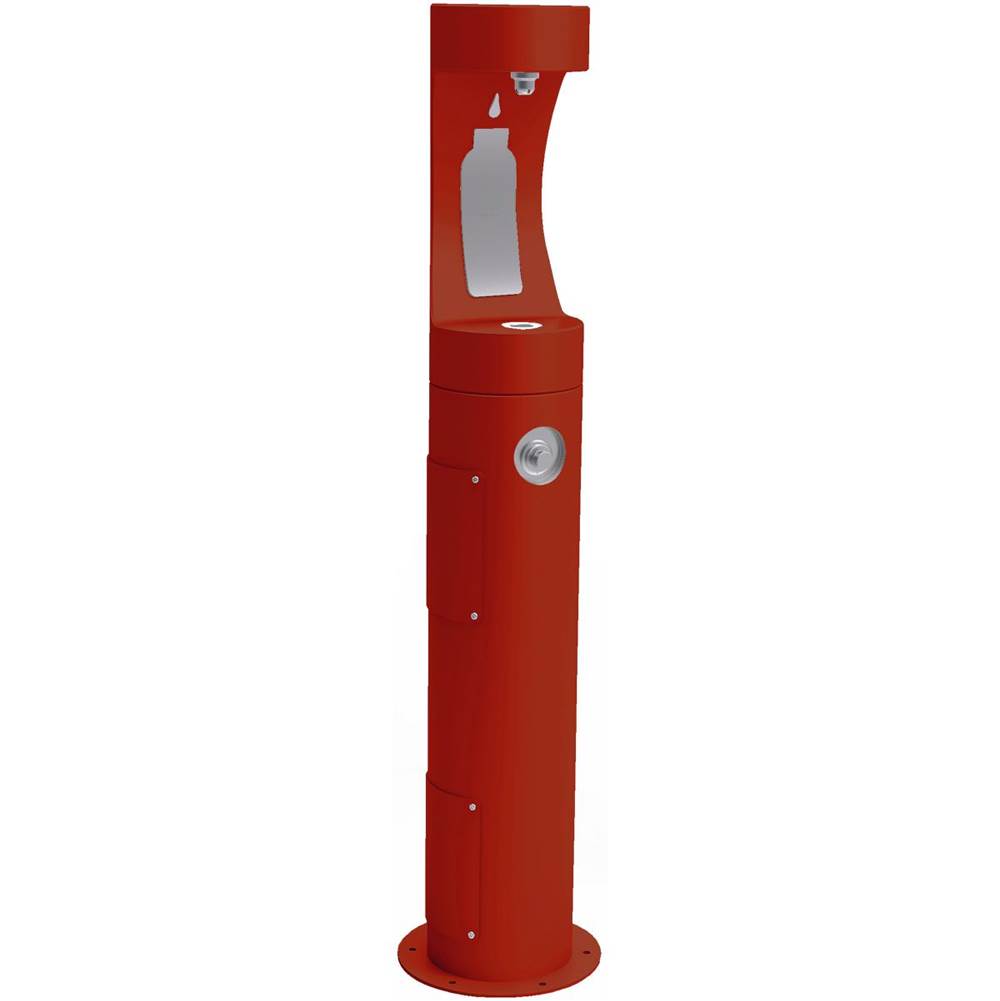 Elkay - Halsey Taylor Outdoor HydroBoost Bottle Filling Station, Pedestal Non-Filtered Non-Refrigerated Freeze Resistant, Red - Red