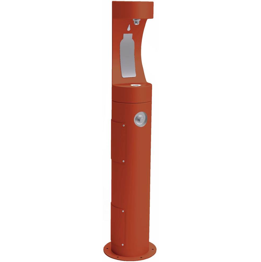 Elkay - Halsey Taylor Outdoor HydroBoost Bottle Filling Station, Pedestal Non-Filtered Non-Refrigerated Freeze Resistant, Terracotta - Terracotta